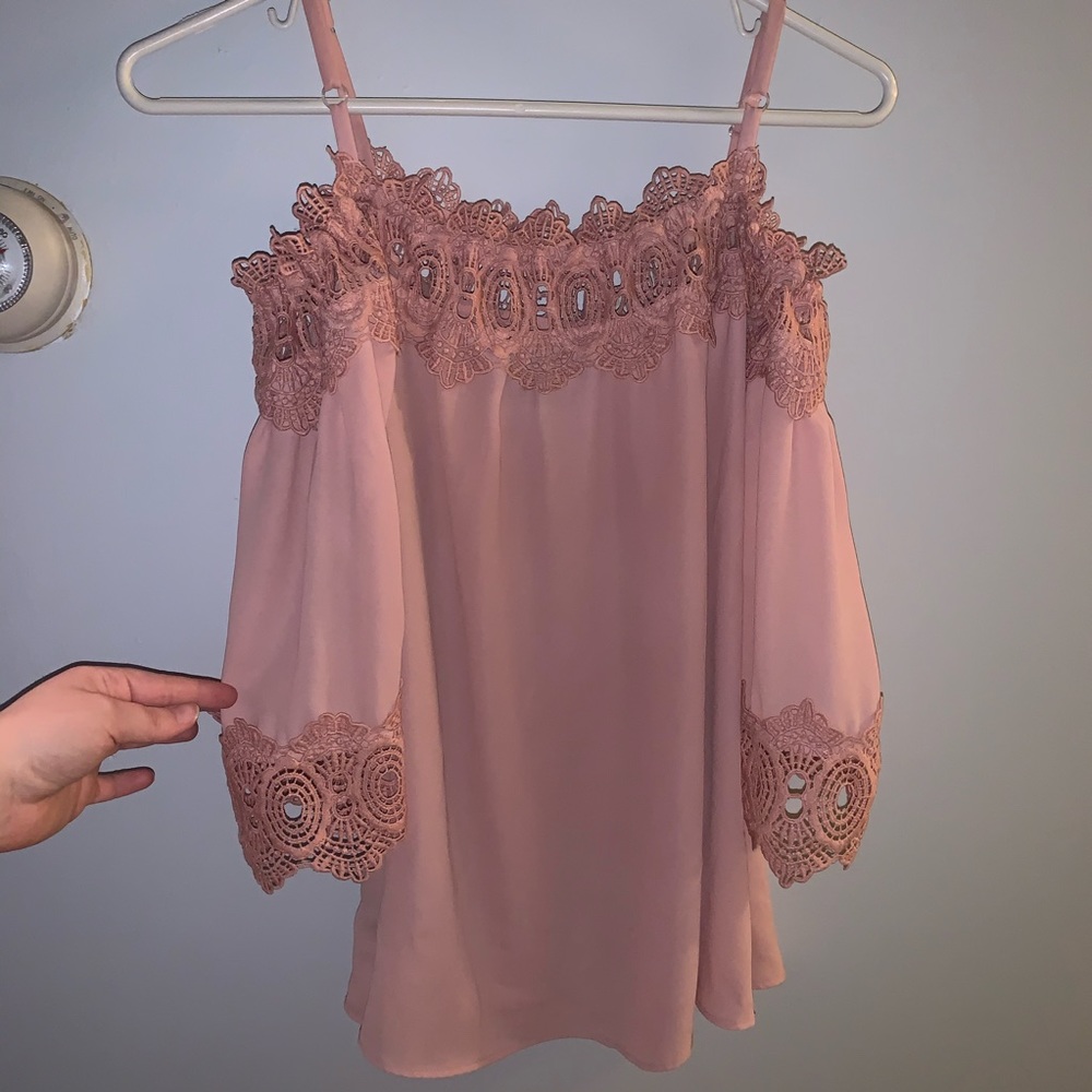 Light pink off the shoulder top!